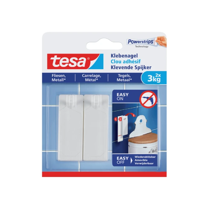 Klevende Spijker tesa® tegels & metaal 3kg wit 2 stuks