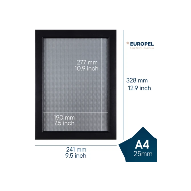 Kliklijst Europel A4 25mm mat zwart
