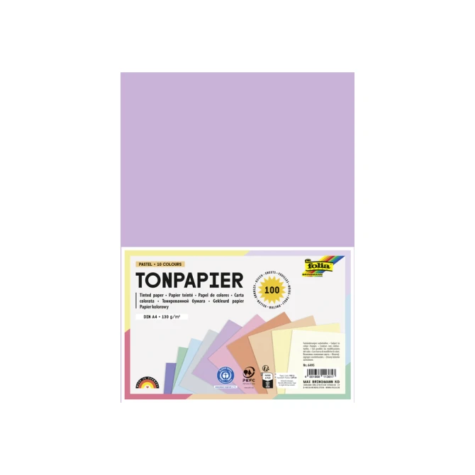 Knutselpapier Folia A4 100vel 10 pastelkleuren