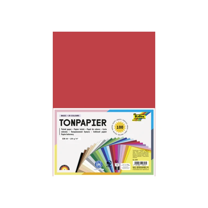 Knutselpapier Folia A4 100vel 25 kleuren