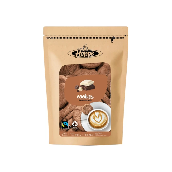 Koekjes Hoppe Cookies fairtrade double chocolate circa 125stuks