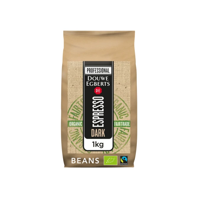 Koffie Douwe Egberts espresso bonen dark roast Organic & Fairtrade 1kg