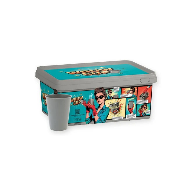 Koffiebeker IEZZY 180ml herbruikbaar Wauw 150 stuks grijs