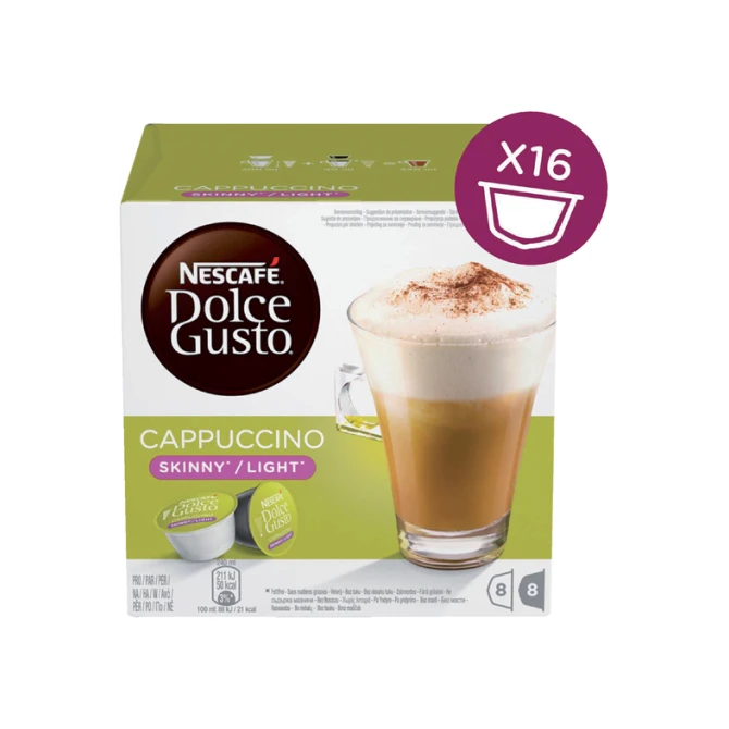 Koffiecups Dolce Gusto cappuccino light 16 stuks voor 8 kopjes