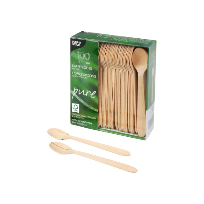 Koffielepel Papstar 110mm hout 100 stuks