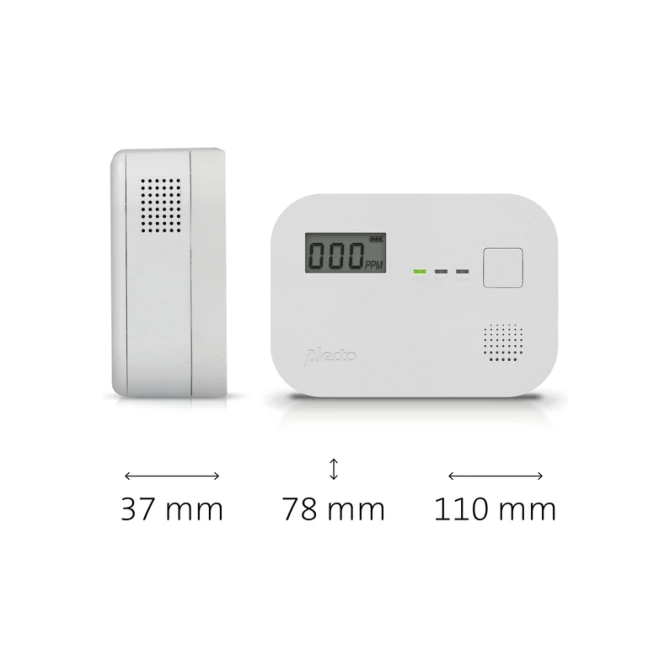 Koolmonoxidemelder Alecto 10 jaar sensor en display COA3910 wit