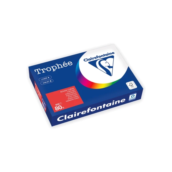 Kopieerpapier Trophée A4 80gr koraalrood 500 vel