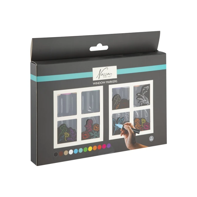 Krijt en raammarkers Nassau set à 12 kleuren