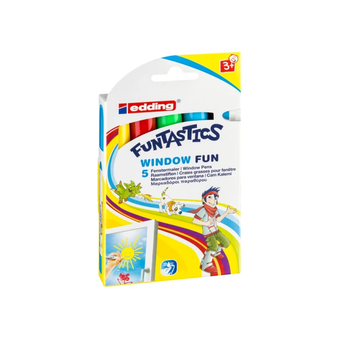 Krijtstift edding 16-5 Funtastics window fun assorti doos à 5 stuks