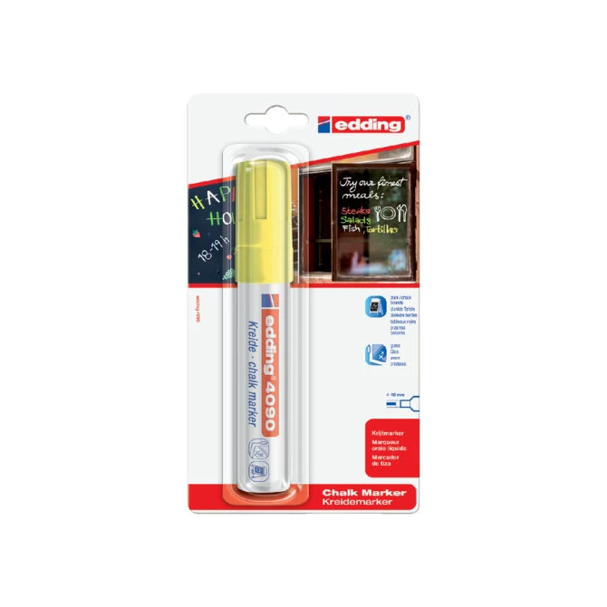 Krijtstift edding 4090 window schuin 4-15mm neon geel blister à 1 stuk