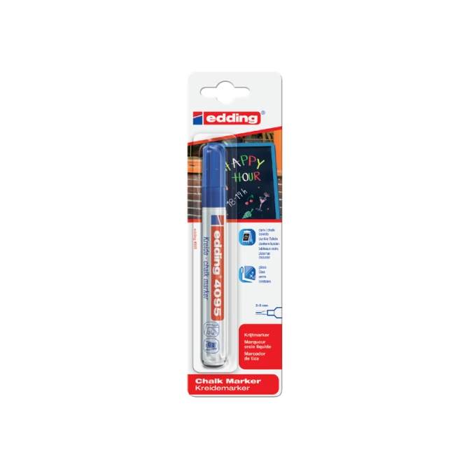Krijtstift edding 4095 rond 2-3mm blauw blister à 1 stuk