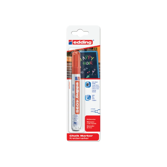 Krijtstift edding 4095 rond 2-3mm rood blister à 1 stuk