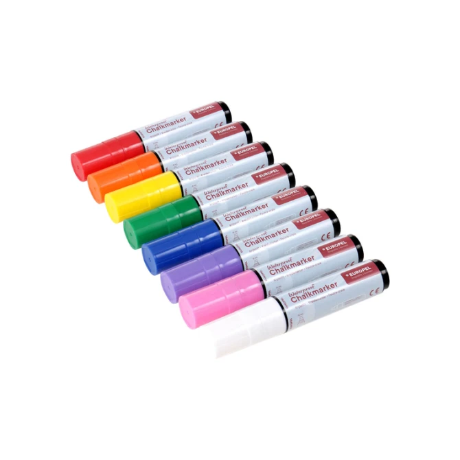 Krijtstift Europel watervast 15mm assorti etui 8 stuks