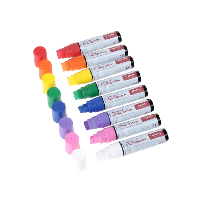 Krijtstift Europel watervast 15mm assorti etui 8 stuks