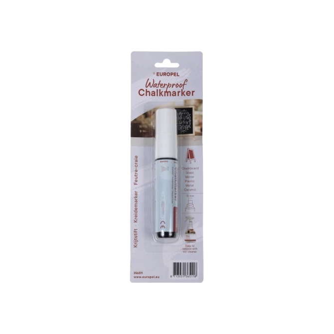 Krijtstift Europel watervast 15mm wit blister 1 stuk