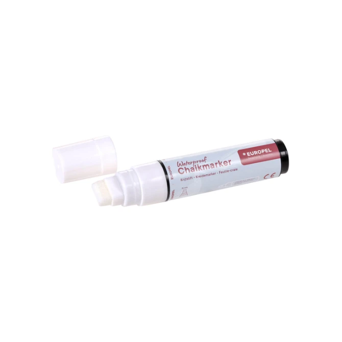 Krijtstift Europel watervast 15mm wit blister 1 stuk