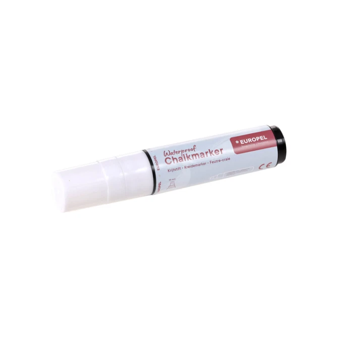 Krijtstift Europel watervast 15mm wit blister 1 stuk