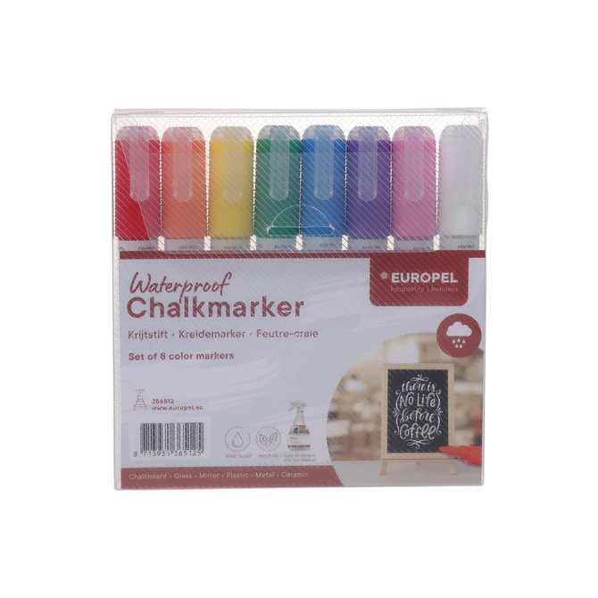 Krijtstift Europel watervast 3-6mm assorti etui 8 stuks