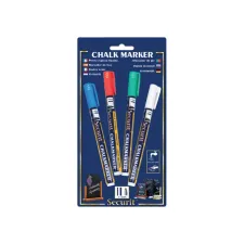 Krijtstift Securit SMA-100 rond 1-2mm wit/blauw/groen/rood blister à 4 stuks