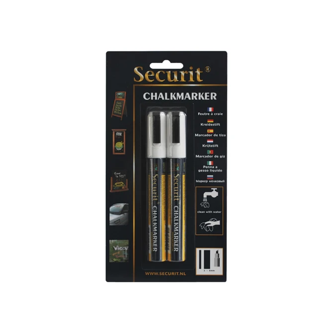 Krijtstift Securit SMA-510 schuin wit 2-6mm blister à 2 stuks