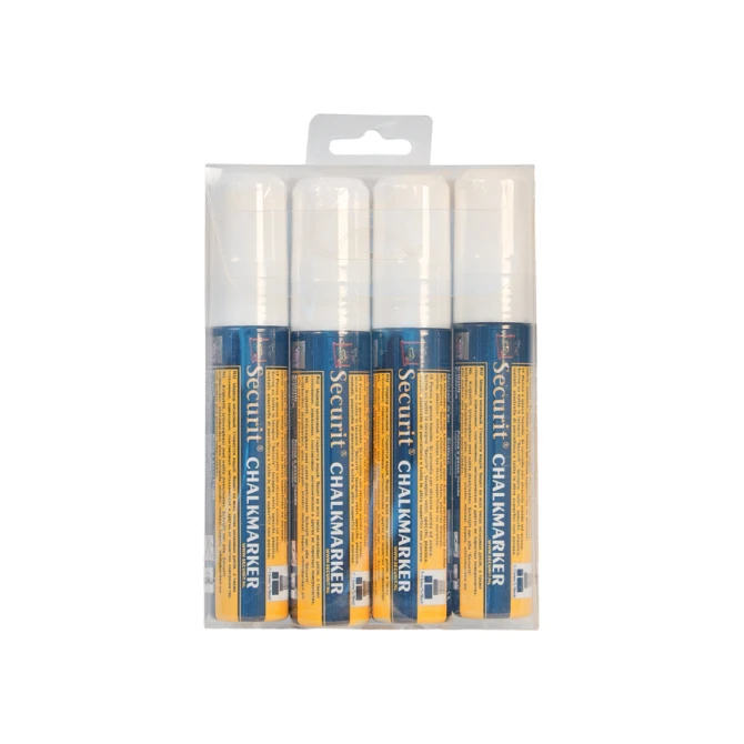 Krijtstift Securit SMA-720 blok wit 7-15mm blister à 4 stuks