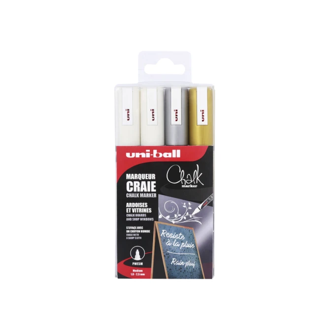 Krijtstift Uni-ball chalk rond 1.8-2.5mm assorti set à 4 stuks