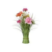 Kunstgras Everlands met bloemen roze 40cm polyester
