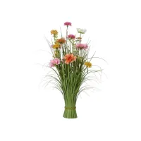 Kunstgras Everlands met bloemen roze 70cm polyester