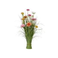 Kunstgras Everlands met bloemen roze 70cm polyester