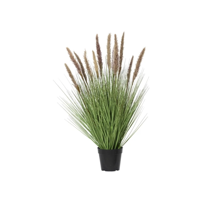 Kunstgras Everlands met pluimen bruin 80cm in pot pvc