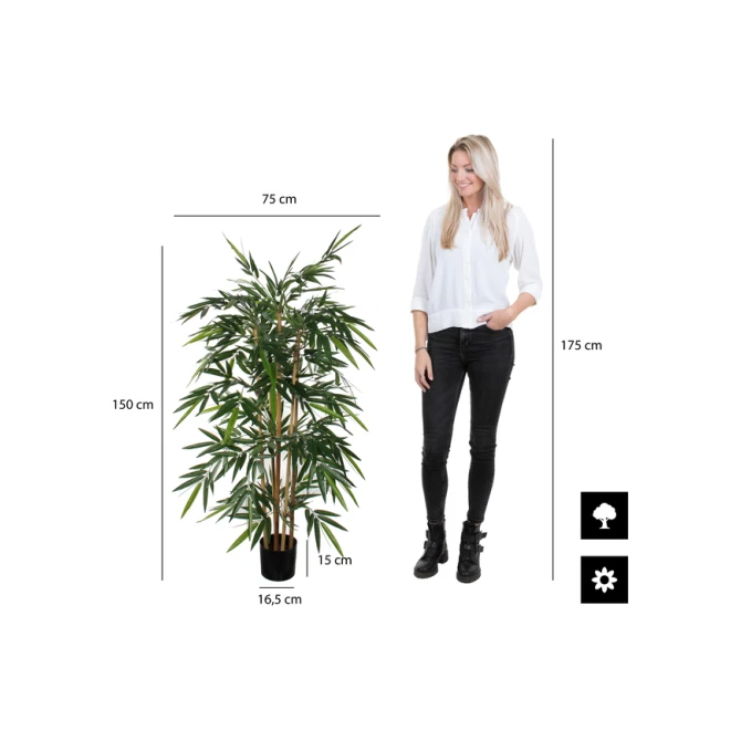 Kunstplant Mica Bamboe in plastic pot 150x75cm