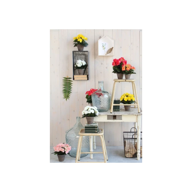 Kunstplant Mica Begonia wit in pot Stan grijs Ø25 30cm