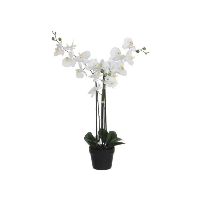 Kunstplant Mica Phalaenopsis orchideeën wit in plastic pot 79x51cm