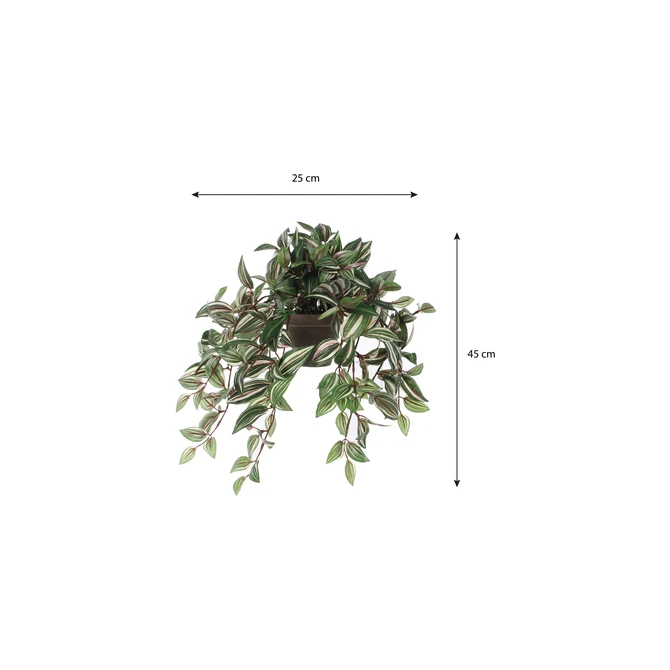 Kunstplant Mica Tradescantia hangend groen Ø25 45cm
