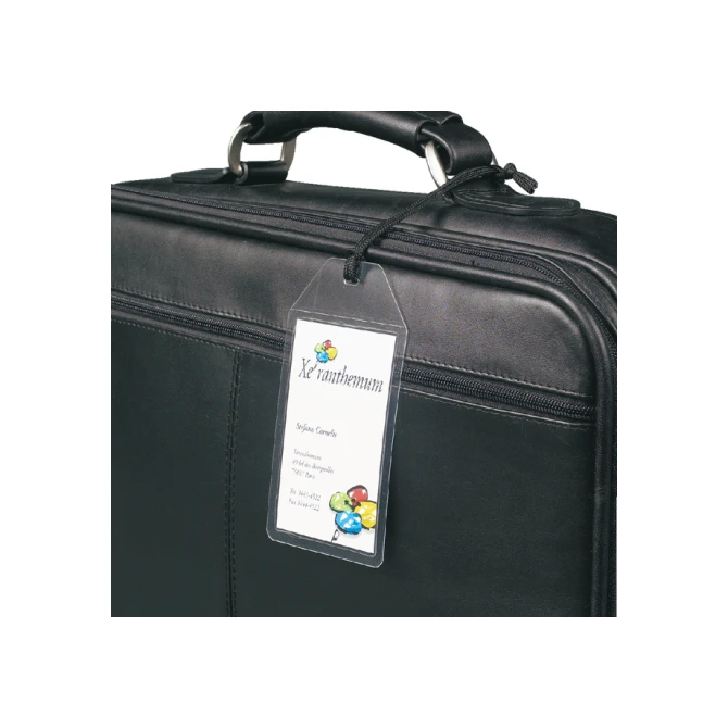 Label bagage Djois 3L 11120 72x123mm met nylonkoord transparant 10 stuks