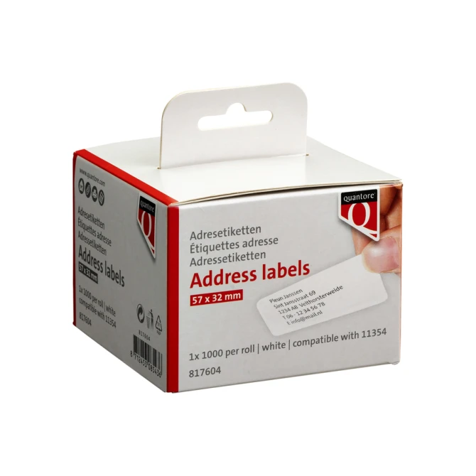 Labeletiket Quantore 11354 57mmx32mm adres wit 1000 stuks