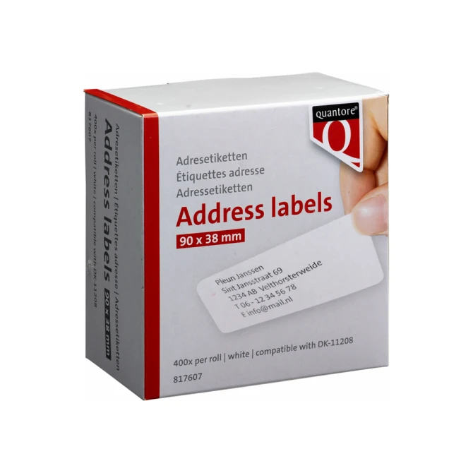 Labeletiket Quantore DK-11208 38x90mm adres wit 400 stuks