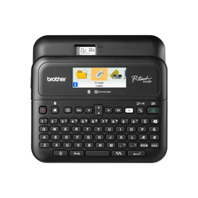 Labelprinter Brother P-touch TZe PT-D610BT desktop qwerty 24mm zwart in koffer