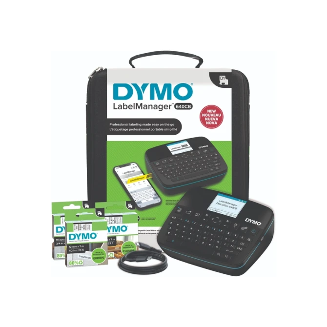 Labelprinter Dymo LabelManager Executive 640CB draagbaar qwerty 24mm zwart in koffer