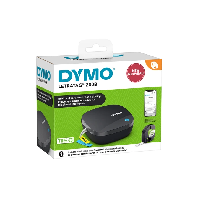 Labelprinter Dymo LetraTag 200B draagbaar bluetooth 12mm zwart