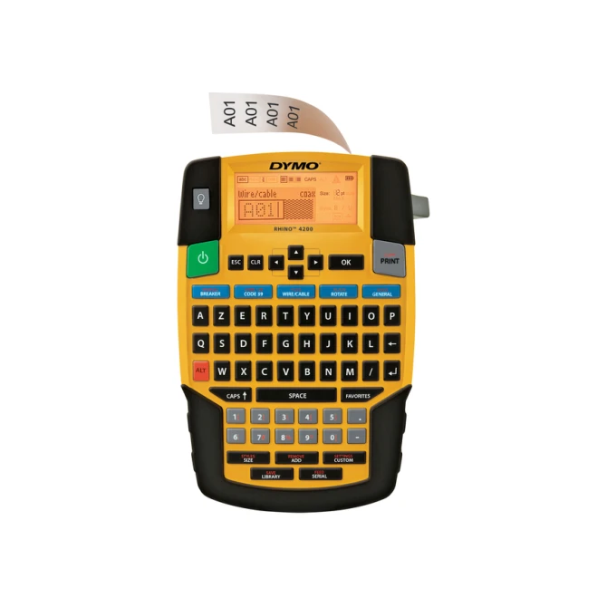 Labelprinter Dymo Rhino 4200 industrieel azerty 19mm geel in koffer