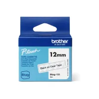 Labeltape Brother P-touch Btag-131 standaard 12mm zwart op transparant