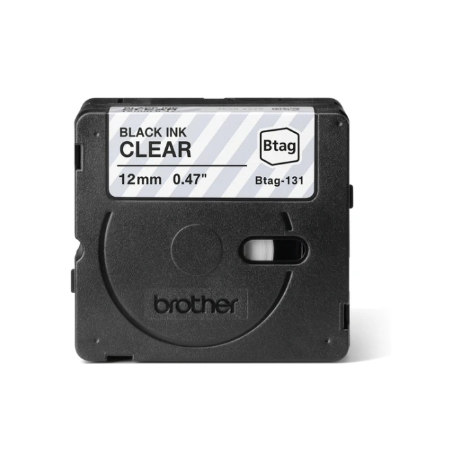 Labeltape Brother P-touch Btag-131 standaard 12mm zwart op transparant