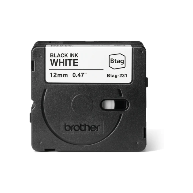 Labeltape Brother P-touch Btag-231 standaard 12mm zwart op wit