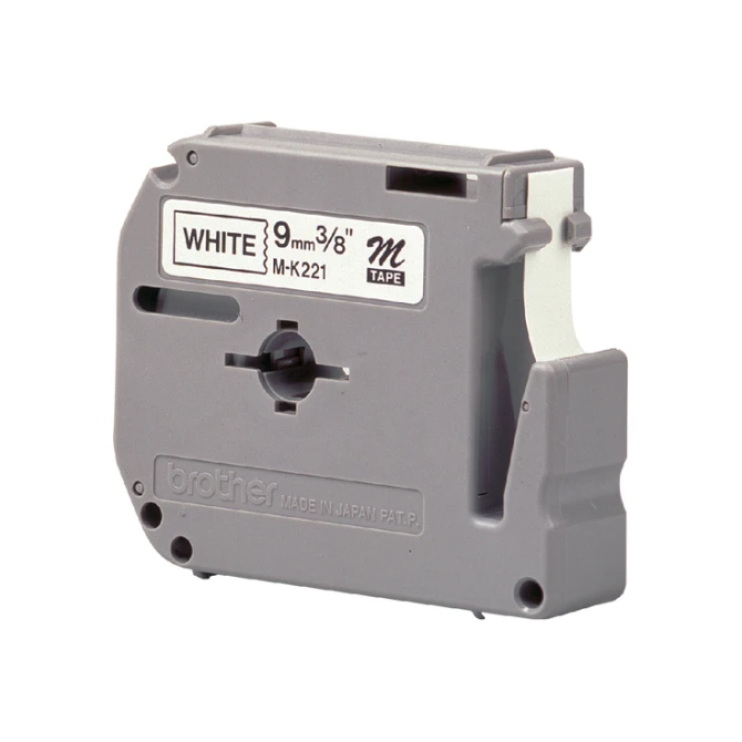 Labeltape Brother P-touch M-K221BZ ongelamineerd 9mm zwart op wit