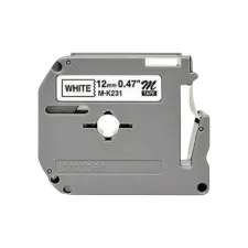 Labeltape Brother P-touch M-K231 ongelamineerd 12mm zwart op wit