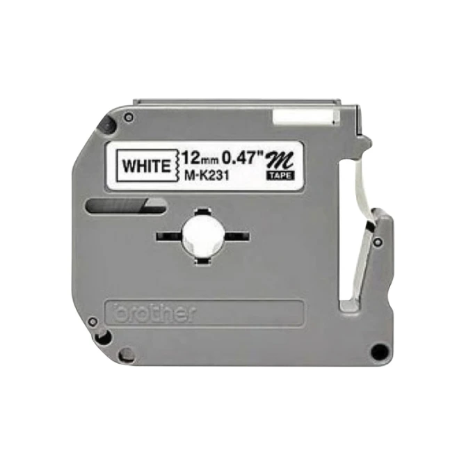 Labeltape Brother P-touch M-K231 ongelamineerd 12mm zwart op wit