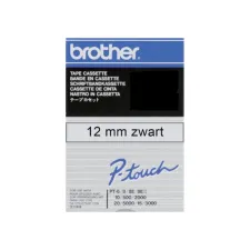 Labeltape Brother P-touch TC-101 standaard 12mm zwart op transparant