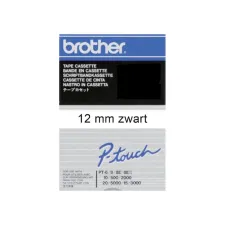 Labeltape Brother P-touch TC-201 standaard 12mm zwart op wit