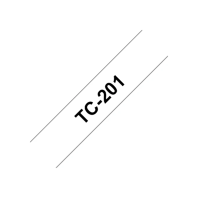 Labeltape Brother P-touch TC-201 standaard 12mm zwart op wit